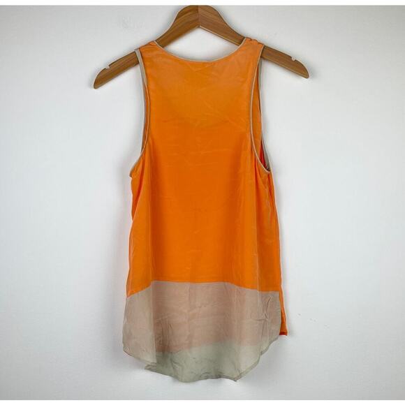 Maeve Anthropologie Orange & Tan 100% Silk Tank Size 4 - Picture 2 of 4